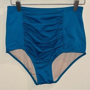 Kortni Jeane High Waisted‎ Blue Swim Bottoms Size Small NWOT
